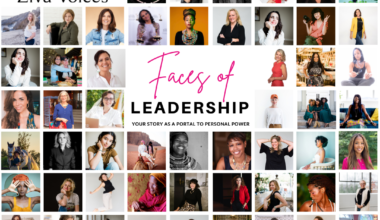 Graphic is showing all Ziva Voices contributors and the title: Faces of leadership