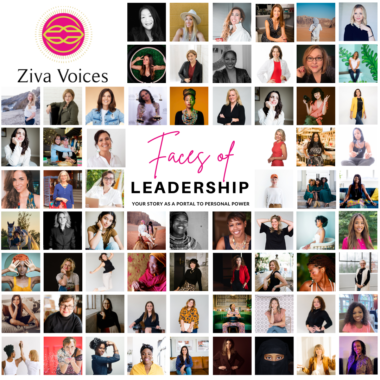 Graphic is showing all Ziva Voices contributors and the title: Faces of leadership